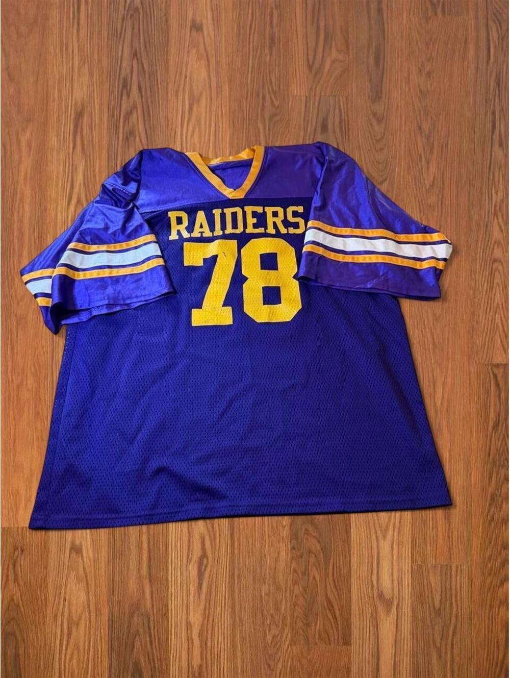 Vintage Raiders Purple & Yellow Nylon Jersey Number 78 Size XL Streetwear